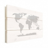 Wereldkaart Kruisjespatroon Zwart - Horizontale planken hout 90x60
