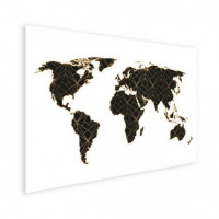 Wereldkaart Geometrische Gouden Lijnen Zwart - Poster 120x80
