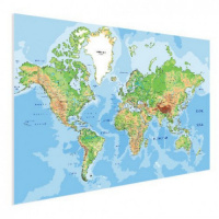 Wereldkaart Aardrijkskundig Origineel - Poster 120x80