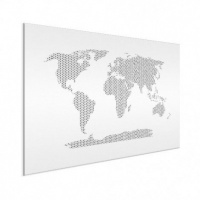 Wereldkaart Kruisjespatroon Zwart - Geborsteld aluminium 80x60