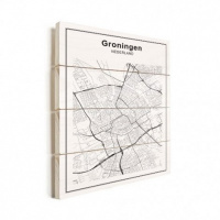 Stadskaart Groningen - Horizontale planken hout 50x70