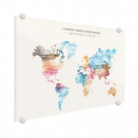 Wereldkaart I Haven't Been Everywhere Kleuren - Plexiglas 80x60