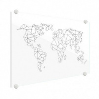 Wereldkaart Geometrische Lijnen - Plexiglas 120x80
