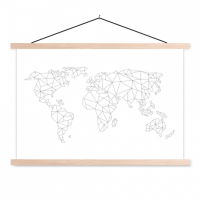 Wereldkaart Geometrische Lijnen - Schoolplaat 60x40