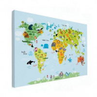 Wereldkaart Voor Kinderen - Canvas 120x90
