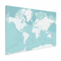 Wereldkaart Pastel Zee Winter - Plexiglas 60x40