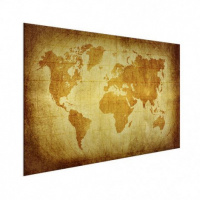 Wereldkaart Perkament Geel - Wit aluminium 120x90