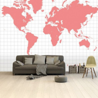 Wereldkaart We Need Some Pink - Vinylbehang 265x400