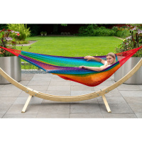 Hangmat Set Double Wood & Mexico Rainbow