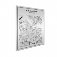 Stadskaart Amsterdam - Geborsteld aluminium 90x120