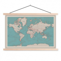 Wereldkaart Aardrijkskundig Rode Grenzen - Schoolplaat 60x40
