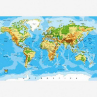 Wereldkaart Klassiek - Houten plaat 60x40