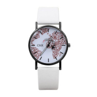 Trendy Wereldkaart Horloge - Wit