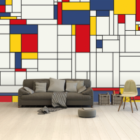 Wereldkaart Mondriaan - Airtex behang 265x350