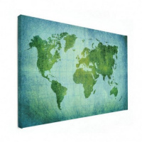 Wereldkaart Vervaagd Groen - Canvas 120x90