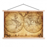 Wereldkaart Historisch Tweedelig - Schoolplaat 60x40