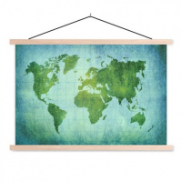 Wereldkaart Vervaagd Groen - Schoolplaat 60x40