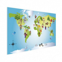 Wereldkaart Onze Bewoners Prent - Poster 60x40
