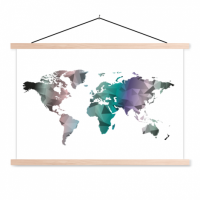 Wereldkaart Geometrische Kleuren - Schoolplaat 60x40