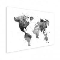 Wereldkaart Grijstint Aquarel - Poster 90x60
