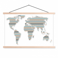 Wereldkaart Zuid-Amerikaans Patroon - Schoolplaat 90x60