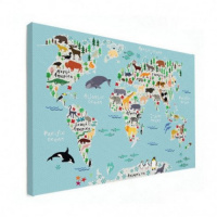 Wereldkaart Ons Dierenrijk En De Continenten - Poster 120x90