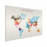 Wereldkaart I Haven't Been Everywhere Kleuren - Geborsteld aluminium 120x90