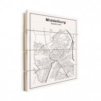 Stadskaart Middelburg - Horizontale planken hout 50x70