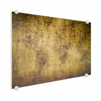 Wereldkaart Getekend - Plexiglas 120x90