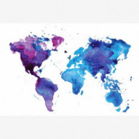 Wereldkaart Paarstint Aquarel - Poster 150x100