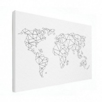 Wereldkaart Geometrische Lijnen - Canvas 90x60