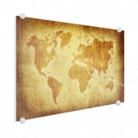 Wereldkaart Perkament Geel - Plexiglas 90x60