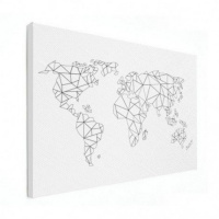 Wereldkaart Geometrische Lijnen - Canvas 120x90