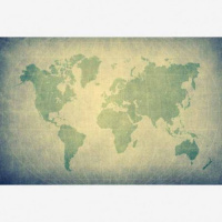 Wereldkaart Vervaagd Groentint - Houten plaat 40x30
