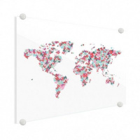 Wereldkaart Butterfly Earth - Plexiglas 120x90