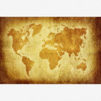 Wereldkaart Perkament Geel - Poster 90x60