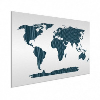 Wereldkaart Kruisjespatroon Blauw - Wit aluminium 40x30
