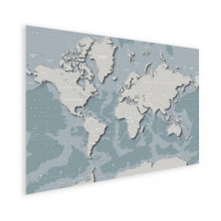 Wereldkaart Perspectief Blauwtint - Poster 60x40