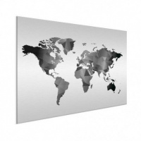 Wereldkaart Geometrische Vakken Wit - Wit aluminium 100x50