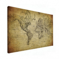 Wereldkaart Back In The Day - Houten plaat 60x40