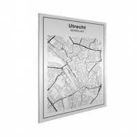 Stadskaart Utrecht - Wit aluminium 60x80