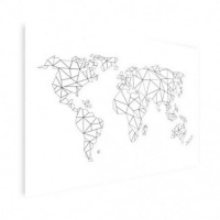 Wereldkaart Geometrische Lijnen - Poster 40x30