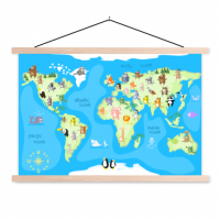 Wereldkaart Vrolijke Dieren Van De Wereld - Schoolplaat 90x60