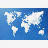 Wereldkaart Wolken - Poster 90x60