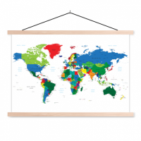 Wereldkaart Alle Landen - Schoolplaat 90x60