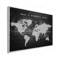 Wereldkaart What A Wonderful World Zwart - Canvas 100x50