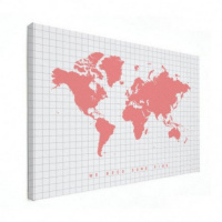 Wereldkaart We Need Some Pink - Canvas 80x60