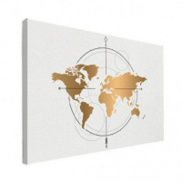 Wereldkaart Golden Compass - Canvas 80x60
