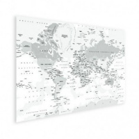 Wereldkaart Landen Grijstint - Houten plaat 40x30