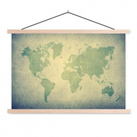 Wereldkaart Vervaagd Groentint - Schoolplaat 60x40